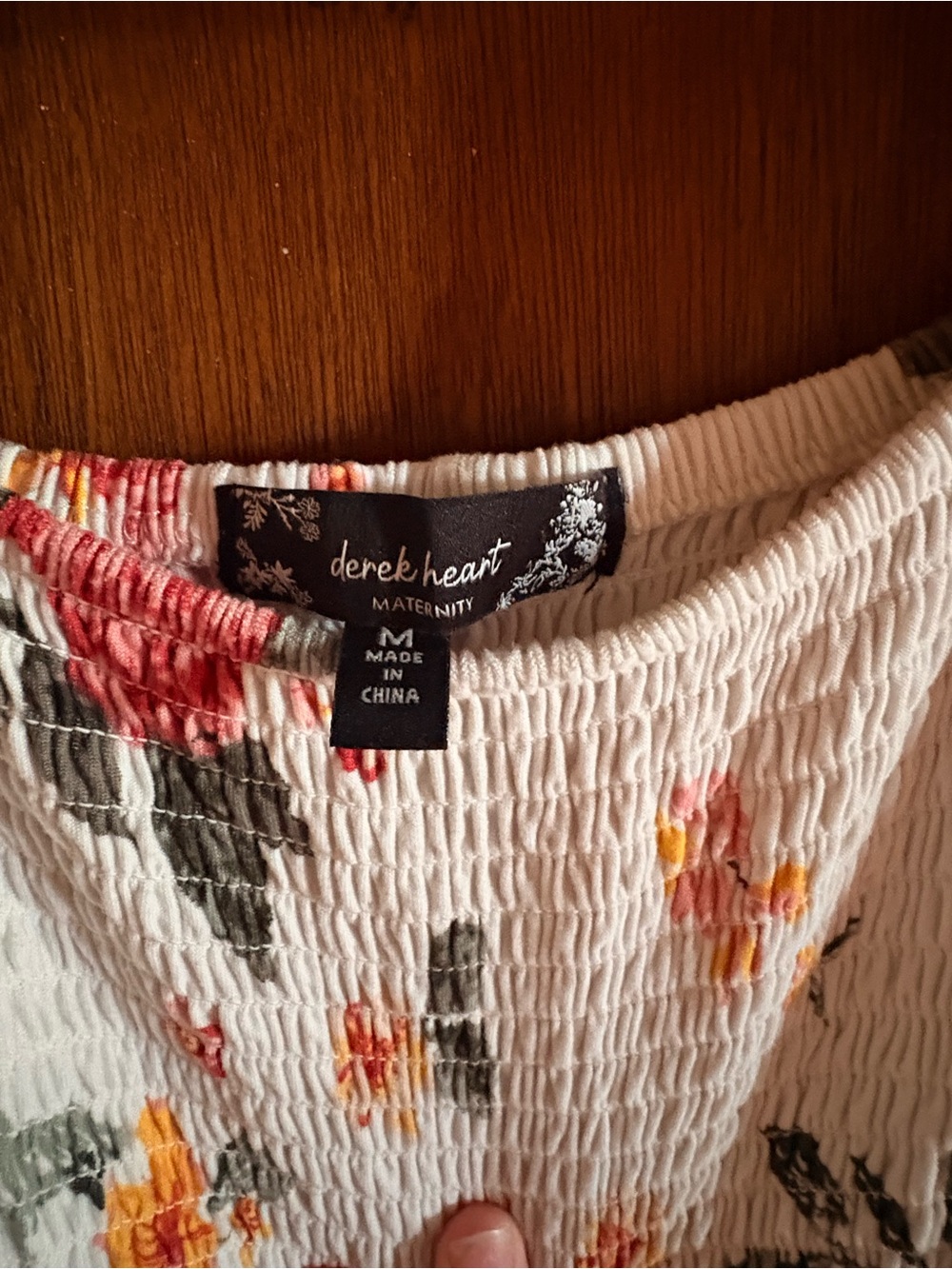 Derek Heart White Smocked Floral dress